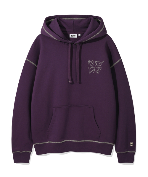 Wacky WiLLy(ワッキーウィリー)の「ステッチレタリングフードパーカー パープル(パーカー・レディース・その他・MEDIUM/LARGE/X-LARGE/SMALL)」の1枚目の写真