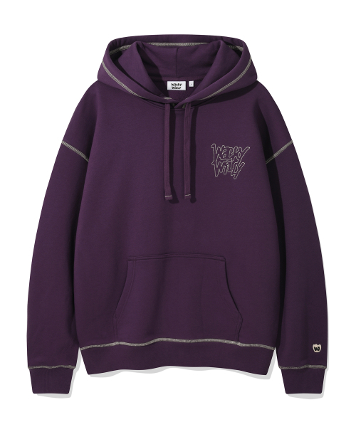 Wacky WiLLy(ワッキーウィリー)の「ステッチレタリングフードパーカー パープル(パーカー・レディース・その他・MEDIUM/LARGE/X-LARGE/SMALL)」の2枚目の写真