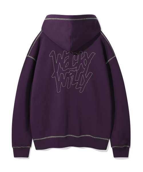 Wacky WiLLy(ワッキーウィリー)の「ステッチレタリングフードパーカー パープル(パーカー・レディース・その他・MEDIUM/LARGE/X-LARGE/SMALL)」の3枚目の写真