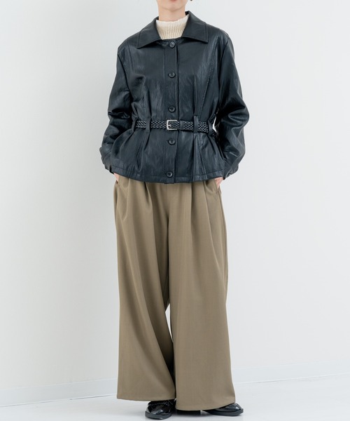 refinedworks（リファインドワークス）の「【refinedworks】タックデザイン が魅力的な ワイドパンツ（その他パンツ・レディース・チャコールグレー/ベージュ・FREE）」の21枚目の写真