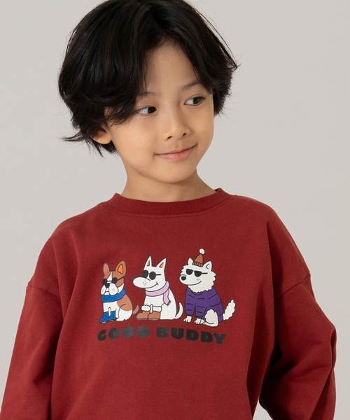 and D. petit main（アンドディープティマイン）の「【ご好評につき再入荷！】【365D.】スウェットOFUZAKE 柄ワイドプルオーバー/トレーナー（スウェット・キッズ・パープル/オートミール/イエロー/チャコール/レッド系その他/グリーン・130cm/100cm/120cm/140cm/110cm/90cm）」の6枚目の写真