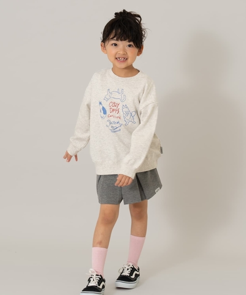 and D. petit main（アンドディープティマイン）の「【ご好評につき再入荷！】【365D.】スウェットOFUZAKE 柄ワイドプルオーバー/トレーナー（スウェット・キッズ・パープル/オートミール/イエロー/チャコール/レッド系その他/グリーン・130cm/100cm/120cm/140cm/110cm/90cm）」の7枚目の写真