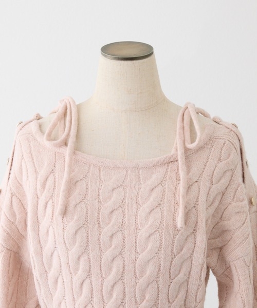 one after another NICE CLAUP（ワンアフターアナザーナイスクラップ）の「【ＨolidayCollection】肩開きミニプリーツニットワンピース（ワンピース・レディース・チャコールグレー/アイボリー/ブラック/ピンク/レッド・SMALL/MEDIUM）」の18枚目の写真