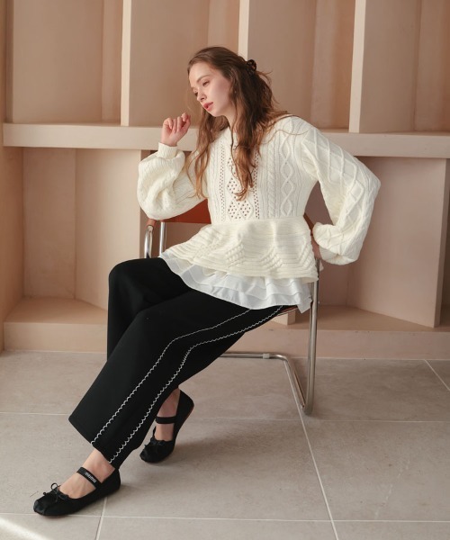 セール】スカラップブレードレースセットアップ（スーツパンツ