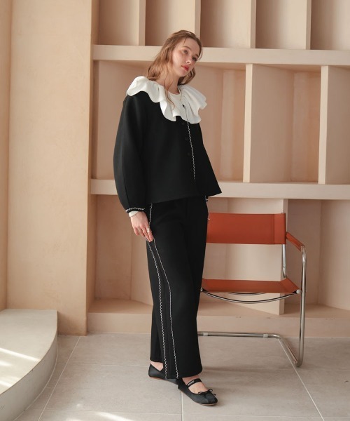 DONOBAN（ドノバン）の「スカラップブレードレースセットアップ（スーツパンツ・レディース・グレー/ブラック・ショート丈/ロング丈）」の15枚目の写真