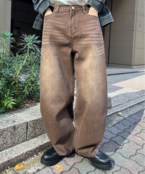 セール】ウォッシュワイドデニムパンツ（デニムパンツ）｜B.R.U（ブル