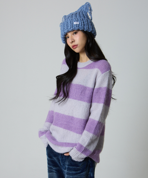 UNKNOWN PLANET(アンノウンプラネット)の「プラネット モヘアストライプニット パープル(ニット/セーター・レディース・その他・FREE)」の3枚目の写真