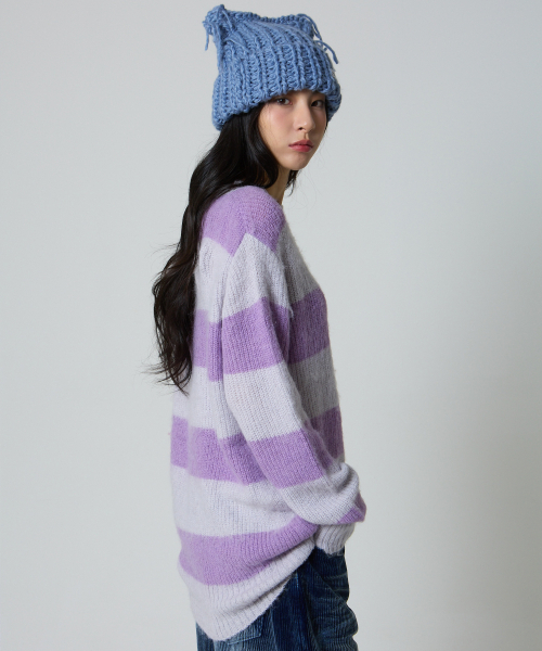 UNKNOWN PLANET(アンノウンプラネット)の「プラネット モヘアストライプニット パープル(ニット/セーター・レディース・その他・FREE)」の5枚目の写真
