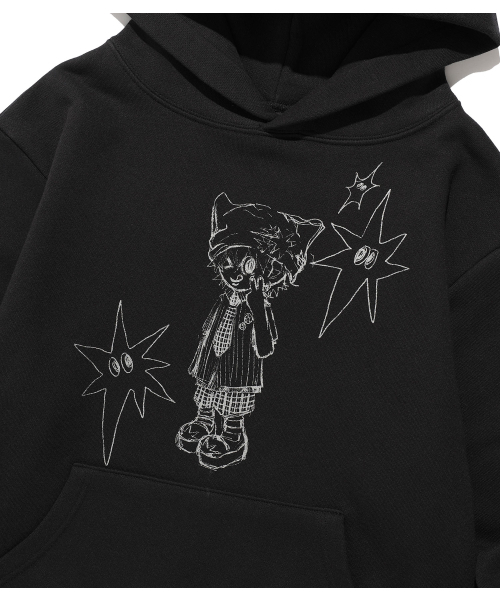 NICE GHOST CLUB(ナイスゴーストクラブ)の「NGC BOY HOODIE_BLACK(NG2FFUM402A)(パーカー・レディース・ブラック・SMALL/MEDIUM/LARGE)」の4枚目の写真