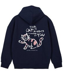 ドゥドゥルキャット オーバーサイズ ワイドショルダー フードパーカー_ネイビー