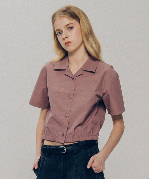 YALE(イェール)の「ライトウェイトハーフスリーブクロップシャツ_パープル(シャツ/ブラウス・レディース・その他・SMALL/MEDIUM)」の1枚目の写真