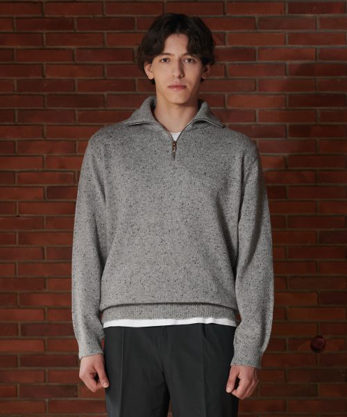 PRODESHIRT(プロデシャツ)の「アイリッシュドネガル 半ジップニット(マーブルグレー)(ニット/セーター・メンズ・その他・LARGE/MEDIUM/X-LARGE)」の1枚目の写真