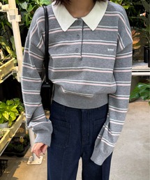 FREE'S MART | ◆ロゴ刺繍ボーダーポロニット(ニット/セーター)