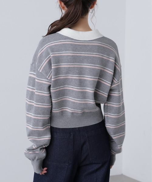 FREE'S MART（フリーズマート）の「◆ロゴ刺繍ボーダーポロニット（ニット/セーター・レディース・グレー系その他/ダークネイビー・FREE）」の21枚目の写真