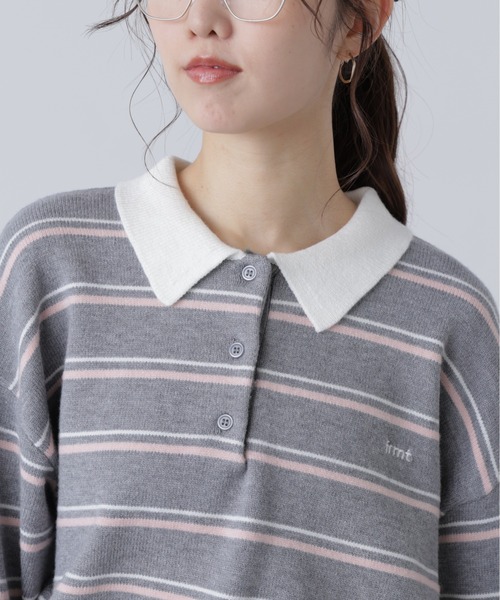 FREE'S MART（フリーズマート）の「◆ロゴ刺繍ボーダーポロニット（ニット/セーター・レディース・グレー系その他/ダークネイビー・FREE）」の22枚目の写真