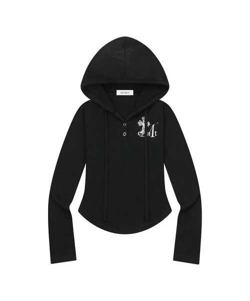 サハラホピ十字スリムフィットスナップボタンロールフードティー（2カラー）