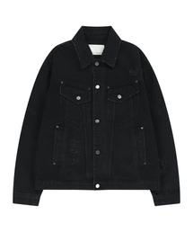 UNGIMMICK（アンジミック）の「DAMAGED DENIM TRUCKER JACKET (BLACK)（デニムジャケット）」