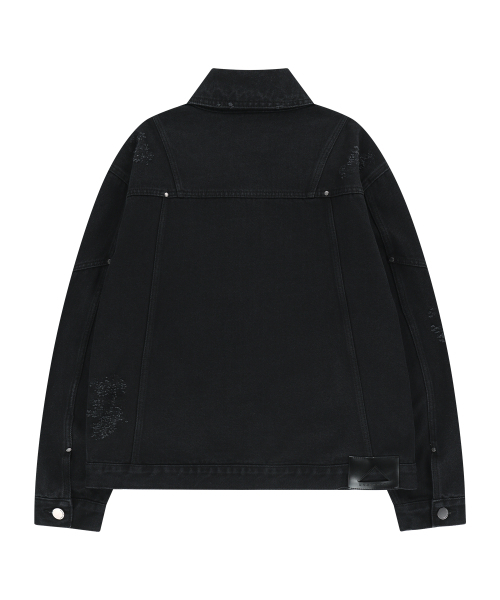 UNGIMMICK(アンジミック)の「DAMAGED DENIM TRUCKER JACKET (BLACK)(デニムジャケット・メンズ・その他・SMALL/MEDIUM/LARGE)」の2枚目の写真