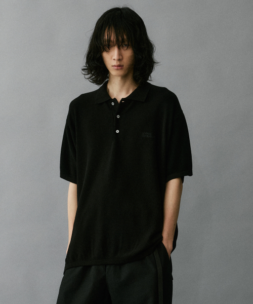 Soft Texture Knit Polo Shirt [Black]