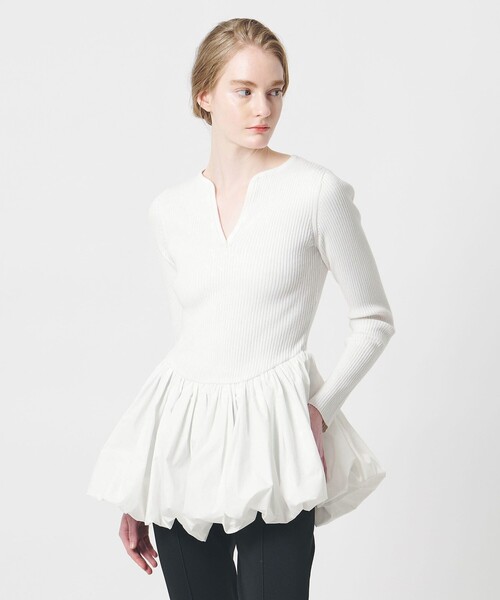 美品】AEWEN MATOPH イウエンマトフ シャーリングトップス ホワイト