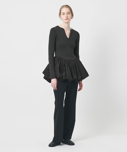 AEWEN MATOPH(イウエン マトフ)の「<AEWEN MATOPH>バルーンコンビ 二ットプルオーバー ‐ ウォッシャブル ‐(ニット/セーター・レディース・オフホワイト/ダークグレー・FREE)」の4枚目の写真