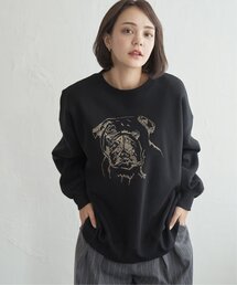 ブルドッグラメ刺繍スウェット