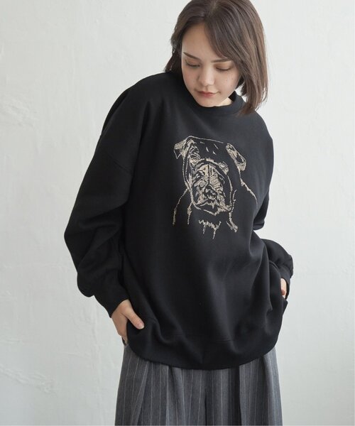 notch.(ノッチ)の「ブルドッグラメ刺繍スウェット(スウェット・レディース・ブラック/オフホワイト/チャコール・M)」の5枚目の写真