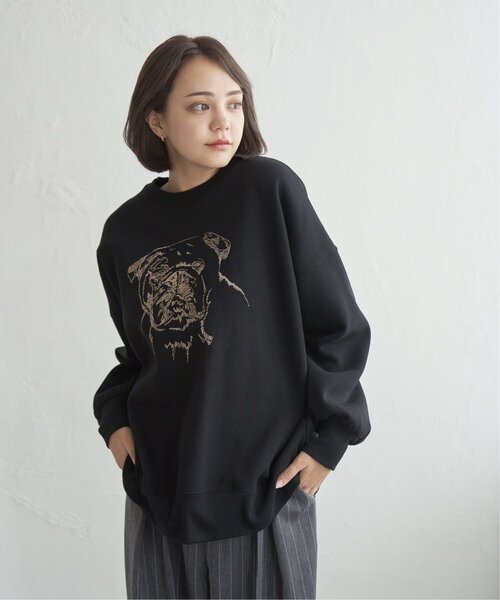 notch.(ノッチ)の「ブルドッグラメ刺繍スウェット(スウェット・レディース・ブラック/オフホワイト/チャコール・M)」の6枚目の写真