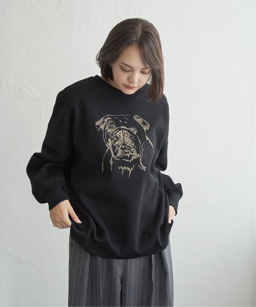 notch.(ノッチ)の「ブルドッグラメ刺繍スウェット(スウェット・レディース・ブラック/オフホワイト/チャコール・M)」の7枚目の写真