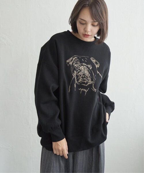 notch.(ノッチ)の「ブルドッグラメ刺繍スウェット(スウェット・レディース・ブラック/オフホワイト/チャコール・M)」の8枚目の写真