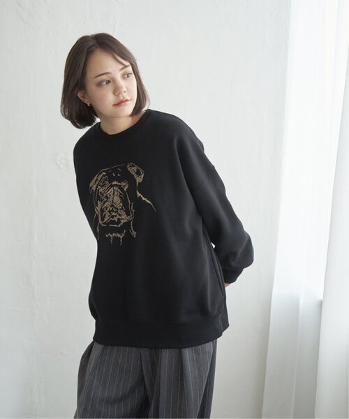 notch.(ノッチ)の「ブルドッグラメ刺繍スウェット(スウェット・レディース・ブラック/オフホワイト/チャコール・M)」の9枚目の写真