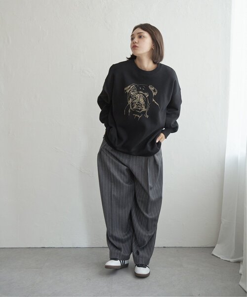 notch.(ノッチ)の「ブルドッグラメ刺繍スウェット(スウェット・レディース・ブラック/オフホワイト/チャコール・M)」の11枚目の写真