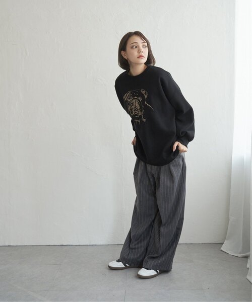notch.(ノッチ)の「ブルドッグラメ刺繍スウェット(スウェット・レディース・ブラック/オフホワイト/チャコール・M)」の12枚目の写真