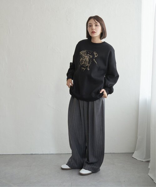 notch.(ノッチ)の「ブルドッグラメ刺繍スウェット(スウェット・レディース・ブラック/オフホワイト/チャコール・M)」の13枚目の写真