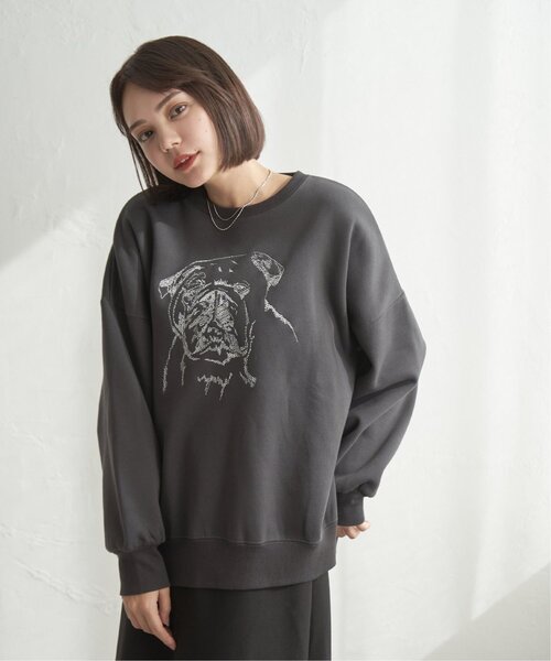 notch.(ノッチ)の「ブルドッグラメ刺繍スウェット(スウェット・レディース・ブラック/オフホワイト/チャコール・M)」の22枚目の写真