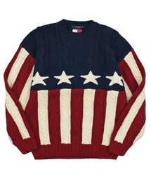 TOMMY HILFIGER | 【USED】90’s TOMMY HILFIGER 星条旗デザイン プルオーバーニット(ニット/セーター)