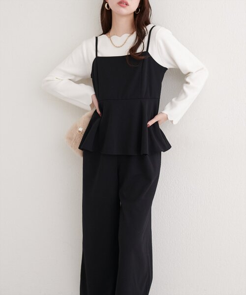 natural couture(ナチュラルクチュール)の「ストレッチぺプラムオールインワン(つなぎ/オールインワン・レディース・ブラック/グレイッシュベージュ/グレー・FREE)」の10枚目の写真