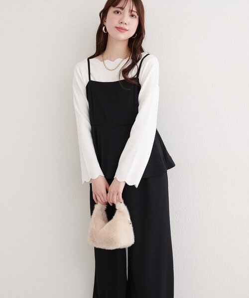 natural couture(ナチュラルクチュール)の「ストレッチぺプラムオールインワン(つなぎ/オールインワン・レディース・ブラック/グレイッシュベージュ/グレー・FREE)」の11枚目の写真