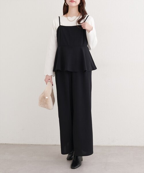 natural couture(ナチュラルクチュール)の「ストレッチぺプラムオールインワン(つなぎ/オールインワン・レディース・ブラック/グレイッシュベージュ/グレー・FREE)」の12枚目の写真
