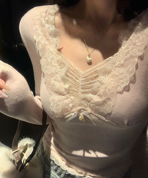 ViViDAY(ビビデー)の「レースリボンカットソー(Tシャツ/カットソー・レディース・ピンク・M)」の8枚目の写真