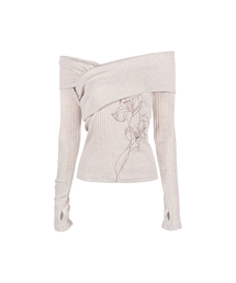 Anothera（アナザーエー）の「Unbalanced Off-Shoulder Top_Oatmeal（Tシャツ/カットソー）」