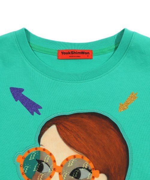 YOUK SHIM WON（ユクシムウォン）の「カラフルTシャツ F グリーンリア（Tシャツ/カットソー・レディース・その他・FREE）」の3枚目の写真
