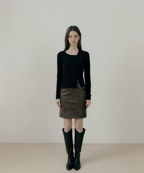 REORG(リオルグ)の「RIE CLASSIC LEATHER SKIRT BROWN(スカート・レディース・その他・SMALL/MEDIUM)」の1枚目の写真