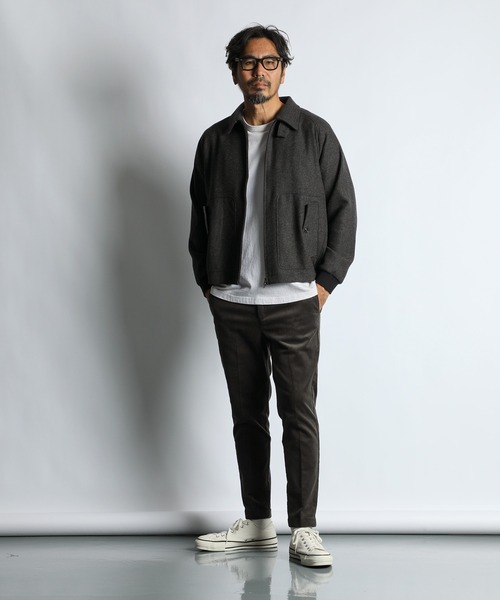 The DUFFER of ST.GEORGE(ザダファーオブセントジョージ)の「TECH TWEED SCOTTISH BLOISON:テックツイード ショートブルゾン(ブルゾン・メンズ・チャコールグレー/ベージュ・MEDIUM/LARGE)」の4枚目の写真