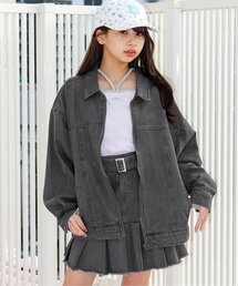 デニムジャケット（グレー/灰色系・ワンポイント）ファッション通販