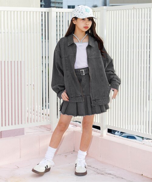 algy（アルジー）の「ジップデニムジャケット_セットアップ可（デニムジャケット・キッズ・サックスブルー/グレー・160/150/140/130）」の3枚目の写真