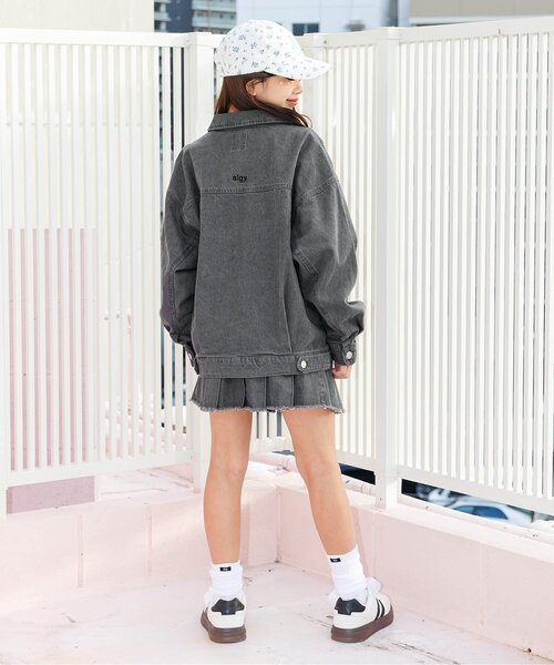 algy（アルジー）の「ジップデニムジャケット_セットアップ可（デニムジャケット・キッズ・サックスブルー/グレー・160/150/140/130）」の4枚目の写真