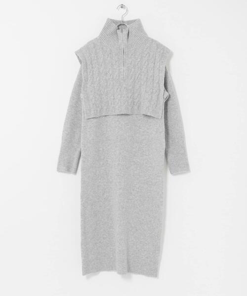 ITEMS URBANRESEARCH（アイテムズ アーバンリサーチ）の「ハーフジップニットセットワンピース（ワンピース・レディース・ネイビー/グレー・FREE）」の9枚目の写真