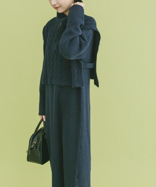 ITEMS URBANRESEARCH（アイテムズ アーバンリサーチ）の「ハーフジップニットセットワンピース（ワンピース・レディース・ネイビー/グレー・FREE）」の15枚目の写真