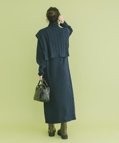 ITEMS URBANRESEARCH（アイテムズ アーバンリサーチ）の「ハーフジップニットセットワンピース（ワンピース・レディース・ネイビー/グレー・FREE）」の17枚目の写真